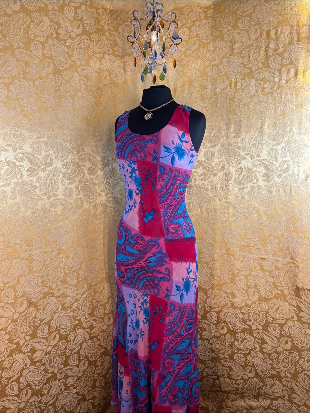 ✨Vintage Y2K Boho Reversible Multiprint Ruffle Maxi Dress✨